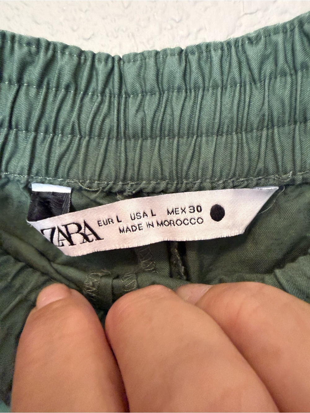 Zara wide legs Olive Green Drawstring Wide-Leg Pants - Picture 4 of 7